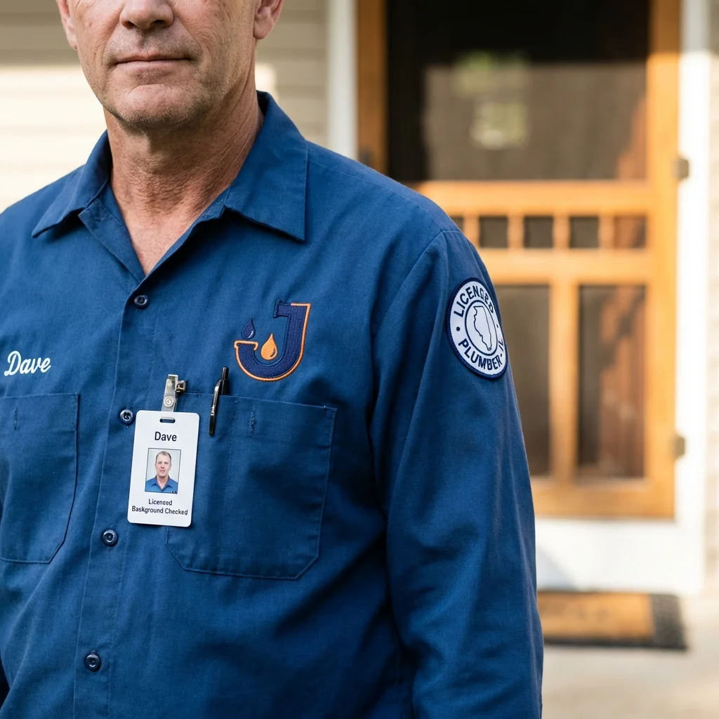 Licensed plumber showing ID badge in Trexlertown, PA