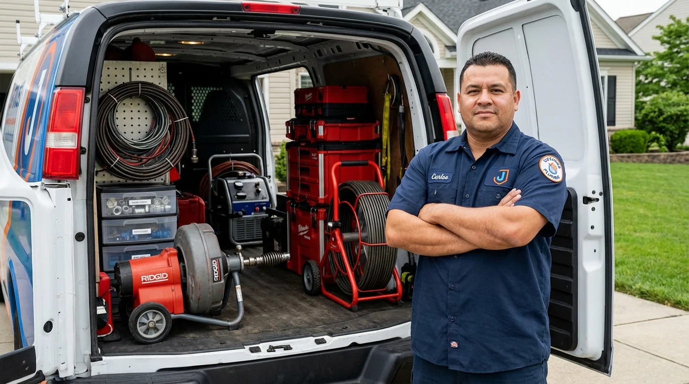 Professional drain cleaning equipment and Johns Plumbing LLC plumber in Trexlertown