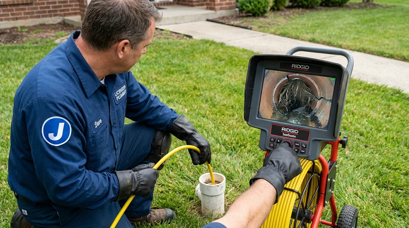 Sewer camera inspection being performed by Johns Plumbing LLC in Trexlertown